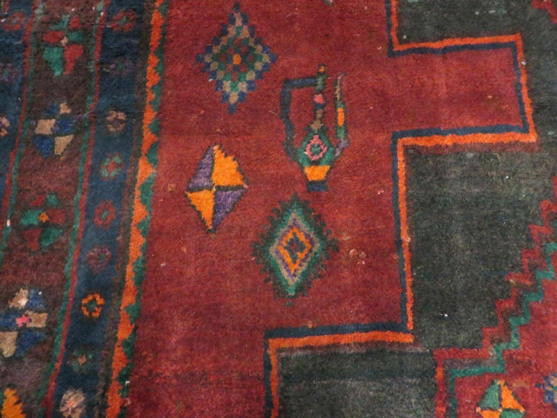 4' X 8' Antique Handmade India Geometric Oriental Wool Rug Veg Dyes Nice