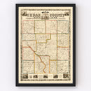 Vintage Map of Cedar County, Iowa 1863