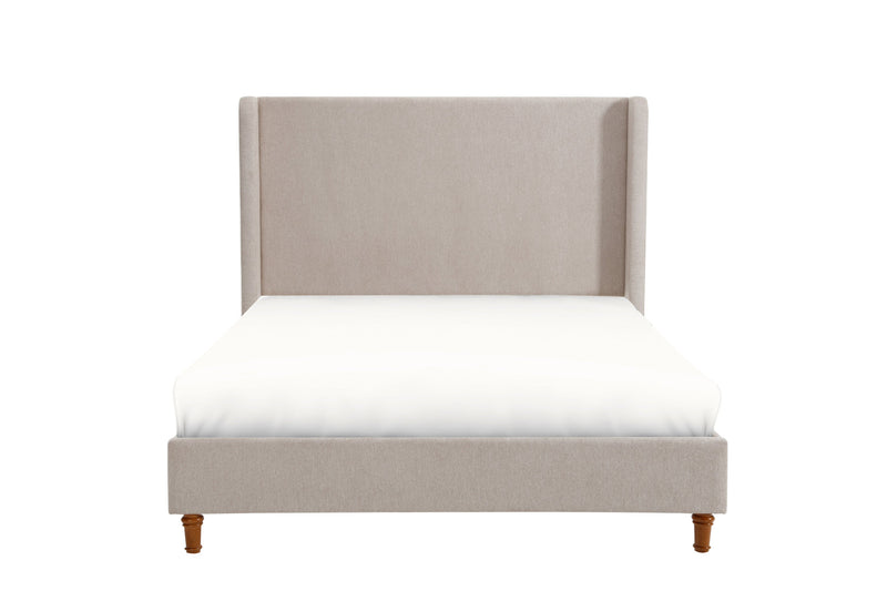 Walker Edison - Harper Tall Headboard Upholstered Bed / 54" High Headboard / Elegant Simplicity  / No Box Spring Needed / Easy Assembly / Queen / Light Gray Chenille