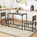 3 Pcs Dining Set Compact Table and 2 Chair with Metal Frame for for Small Space by LJGDeals