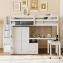 Loft Bed With Stairs, Bookshelf, Drawers, Desk & Wardrobe, Space Saving Multifunctional Furniture by Unique Piece Furniture
