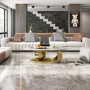 49.2 Inches Oval Faux Marble Coffee Table for Living Room with Stainless Steel Base by HouseOfZazla