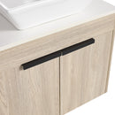 24" Modern Design Float Bathroom Vanity With Ceramic Basin Set, Wall Mounted White Oak Vanity With Soft Close Door, KD-PackingD-Packing Pieces