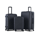 3 Piece Luggage Sets ABS Lightweight Suitcase with Two Hooks, Spinner Wheels, TSA Lock, (20/24/28) Black
