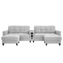 Modern Sectional Sofa U-Shaped With Movable Ottomans, Bluetooth Speakers, LED Lights And Modular Storage by HouseOfZazla
