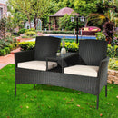 Modern Patio Conversation Set with Built-in Coffee Table and Cushions by LJGDeals