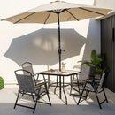 34 Inch Outdoor Dining Table Square Tempered Glass Table with 1.5 Inch Umbrella Hole-Black by LJGDeals