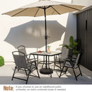 34 Inch Outdoor Dining Table Square Tempered Glass Table with 1.5 Inch Umbrella Hole-Black by LJGDeals