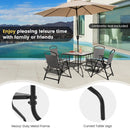 34 Inch Outdoor Dining Table Square Tempered Glass Table with 1.5 Inch Umbrella Hole-Black by LJGDeals