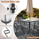 34 Inch Outdoor Dining Table Square Tempered Glass Table with 1.5 Inch Umbrella Hole-Black by LJGDeals
