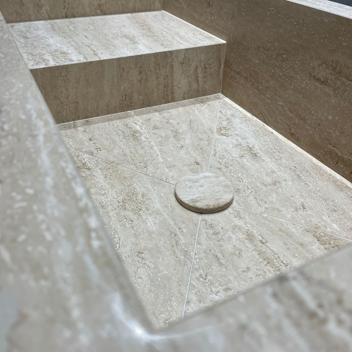 Travertine Handcrafted Custom Bathroom Sink with Natural Veining, photo 11 of 12