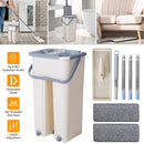 Flat Floor Mop Bucket Set Self Cleaning Wet Dry Usage with 2Pcs Reusable MicrofiberÊMop Pads