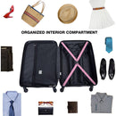 3 Piece Luggage Sets ABS Lightweight Suitcase with Two Hooks, Spinner Wheels, TSA Lock, (20/24/28), Pink