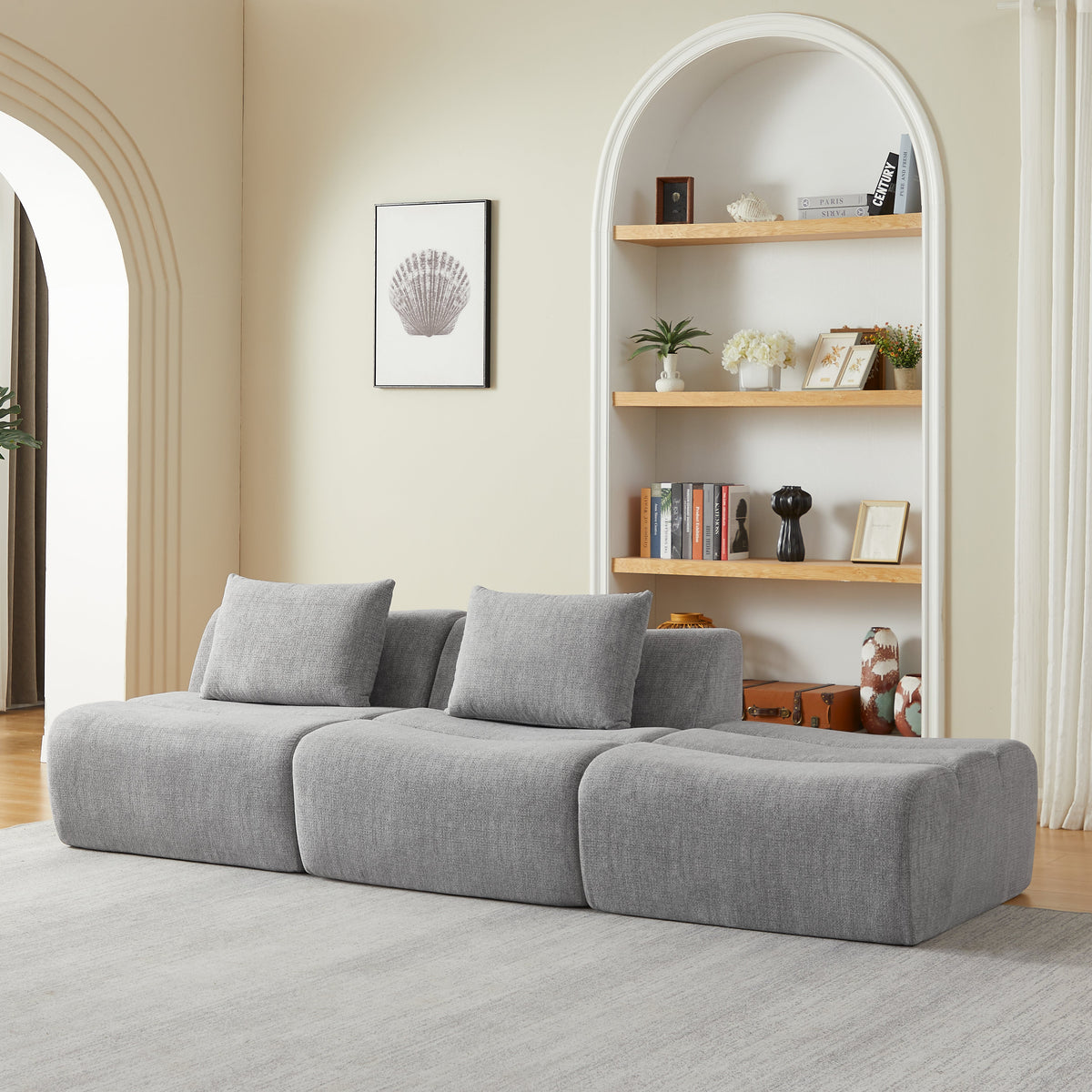 Oversized 3 Seater Compressed Sofa with Chenille Fabric, photo 3 of 7