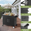 Outdoor Grill Table With Sink, Grill Cart With Sink And Cabinet With Wheels - Black / Silver by HouseOfZazla