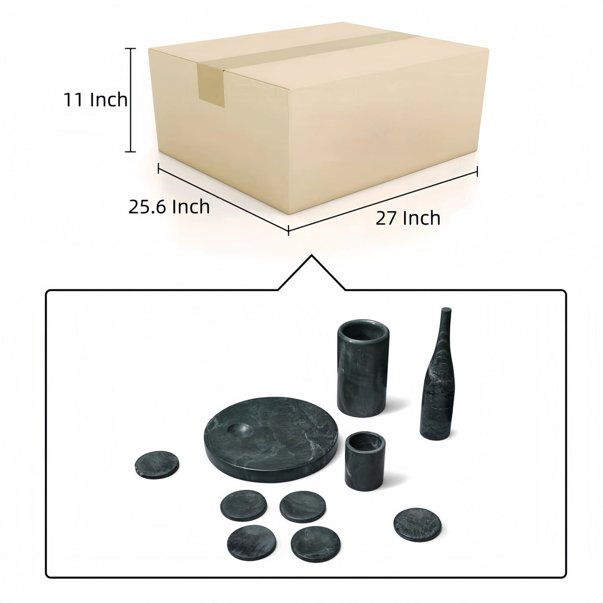 10 Pieces Luxury Natural Marble Dining Room Accessories Set, photo 9 of 33