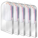 5 Pack 60In Garment Bag for Hanging Clothes Dustproof Waterproof Hanging Clothes Storage Bag Clear Transparent Suits Cover for Sweater Jacket Coat Dre