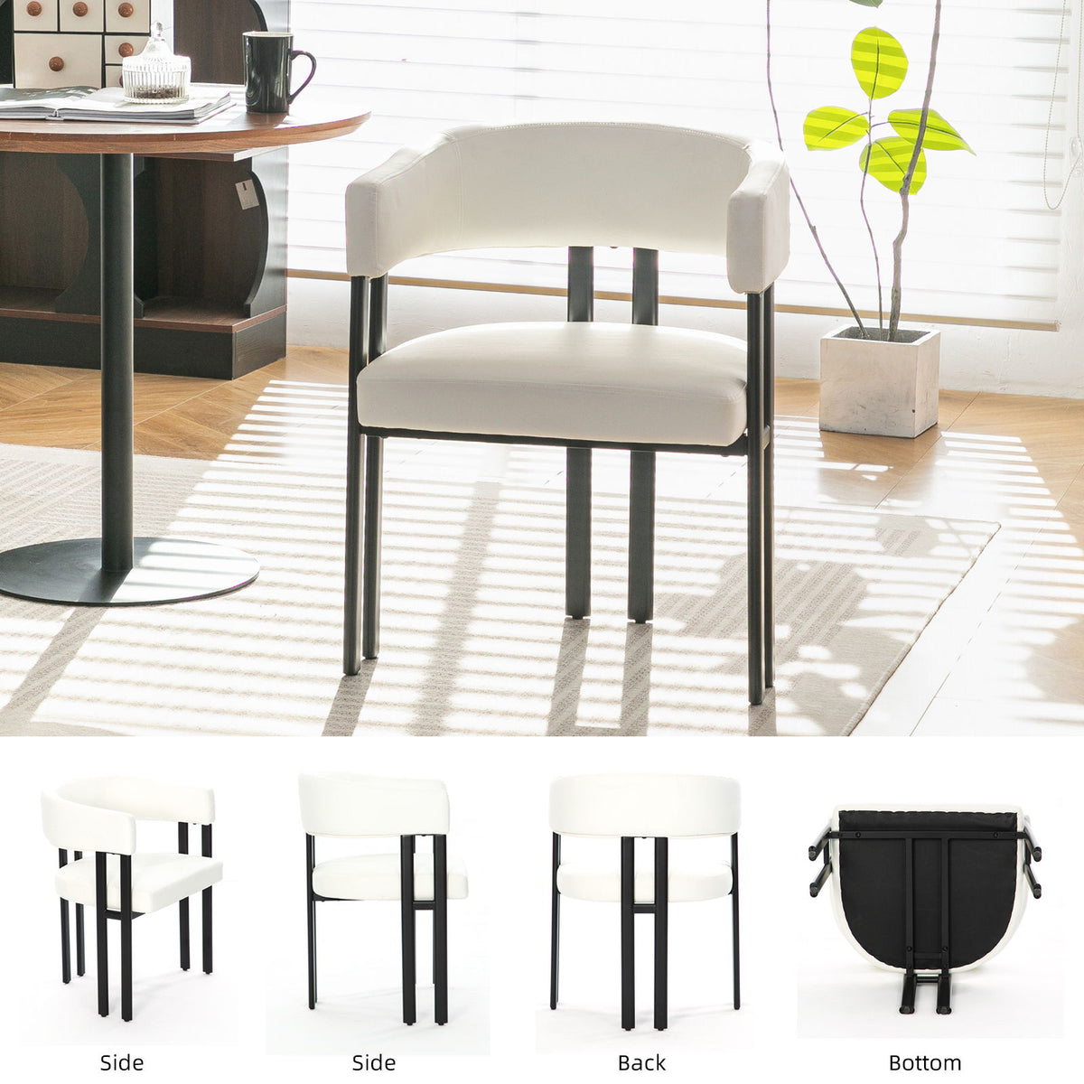 Modern Dining Upholstered Barrel Chair With Curved Back And Armrests, photo 9 of 23
