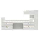 Captain Platform Bed Frame With Bookcase Headboard, 4 Drawers, Storage Shelves by HouseOfZazla
