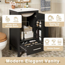 Bathroom Vanity With Ceramic Sink, Soft Close Drawers, Door Organizer, Divider Drawer, Adjustable Foot Pads by Unique Piece Furniture