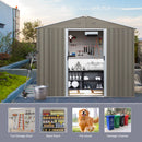 6ft x 8ft Outdoor Metal Storage Shed with Floor Base,Gray(SKU: W540S00012)
