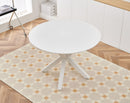 Table Mid-Century Dining Table For 4 - 6 People With Round Table Top, Pedestal Dining Table, End Table Leisure Coffee Table, Cross Leg by Unique Piece Furniture