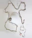 16"W Plug In Swag Milky White Glass Pendant Light Polished Nickel Finish