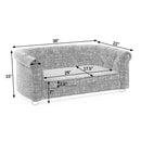 Contemporary Dark Grey Pet Sofa with Arc-Shaped Backrest and Armrests, Breathable Linen and Cozy Soft Cushion for Dogs