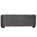 82" Mid Century Modern Sofa with Rubber Wood Legs, Velvet Upholstered Sofa Couch, Sofa with Thick Removable Seat Cushion, 3 Seater Sofa Couch for Living Room, Gray