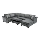 Contemporary U - Shaped Sectional Sofa With Movable Storage Ottoman by HouseOfZazla