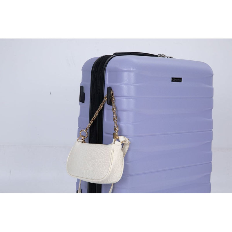 3 Piece Luggage Sets PC Lightweight & Durable Expandable Suitcase with Two Hooks, Double Spinner Wheels, TSA Lock, (21/25/29) Light Purple