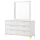 James - 6 Drawer Dresser With Mirror - White by HouseOfZazla