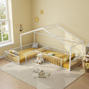 L-Shaped Montessori Bed For 2 Kids With Partitioned Fence by HouseOfZazla