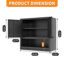 Wall-Mounted Storage Cabinet With Locking Door, 1 Shelf And Open Drawer - Black by HouseOfZazla
