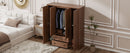 4 Door Wardrobe Armoire Closet with 2 Drawers, Brown