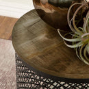 Drum Base Accent Table - Brown