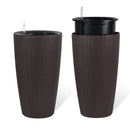 Set of 2 Faux Rattan Tall Planters with Automatic Watering