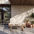 Outdoor Acacia Wood Loveseat and Coffee Table Set with Cushions