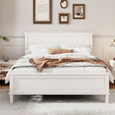 Queen Size Platform Bed With Tapered Pine Legs, No Box Spring Needed - White by HouseOfZazla