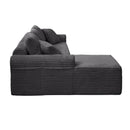 Modular Sectional With Arched Armrests, Includes 3 Back Cushions & 2 Throw Pillows by HouseOfZazla