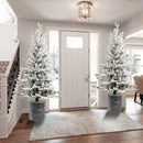 6.5FT Flocked Christmas Tree with Pot Base