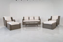 Luxury Rattan Patio Conversation Set – Includes 2 Swivel Chairs, Sofa, Coffee Table, And 2 Ottomans With Premium by HouseOfZazla