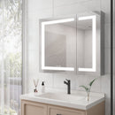 36" X 30" Medicine Cabinet With LED Vanity Mirror, Anti-Fog Recessed Or Surface Mount Bathroom Double Door Large Storage 3000K~6000K Bright Lighted Aluminum Storage Cabinet With Touch Switch - Silver by HouseOfZazla