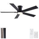 Low Profile Flush Mount Intergrated LED Ceiling Fan With Light And Reversible Quiet Motor by HouseOfZazla