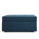 Flip Top Ottoman With Tufted Waffle Stitch And Rolling Casters - Navy Blue by HouseOfZazla