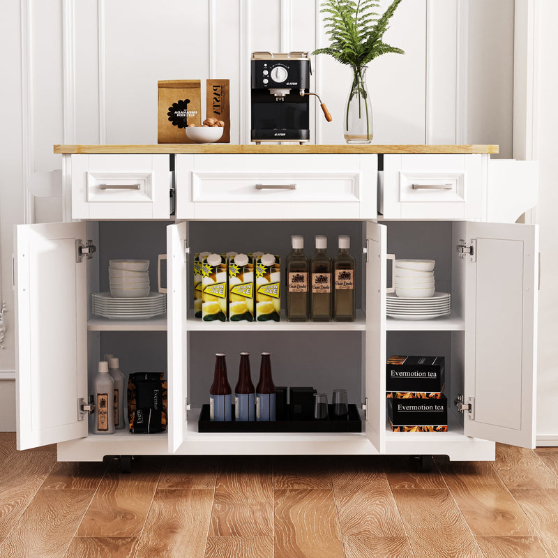 K&K 54-Inch Large Kitchen Island with Rubber Wood Drop Leaf, photo 9 of 10