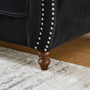 Chesterfield Upholstery Fabric Loveseat With Roll Armrest And Nailhead by HouseOfZazla