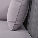 2-Piece Outdoor Sunbed and Coffee Table Set, Patio Double Chaise Lounger Loveseat Daybed with Clear Tempered Glass Table for the patio, poolside (Grey Cushion + Dark Grey Rope)