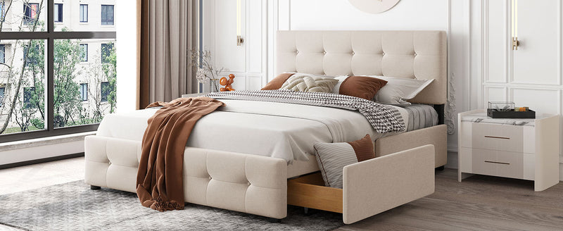 Walker Edison | Upholstered Platform Bed with Storage