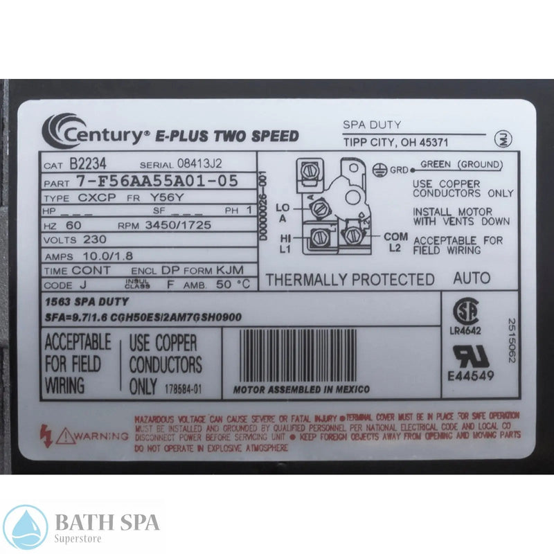 A.O. Smith (AOS) Century Motor 3.0 HP [2-S] [56F/Thru Bolt] [230v] (B2234)